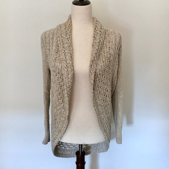 Eddie Bauer Cotton High-Low Cardigan Sweater in Beige Size S - Picture 1 of 7